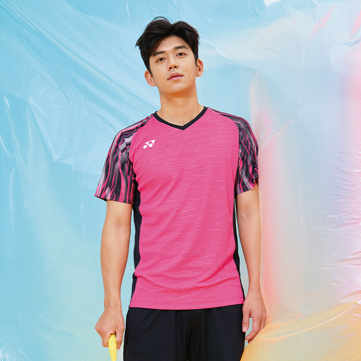 요넥스 10443EX 국가대표팀 남성 반팔 티셔츠 로즈핑크